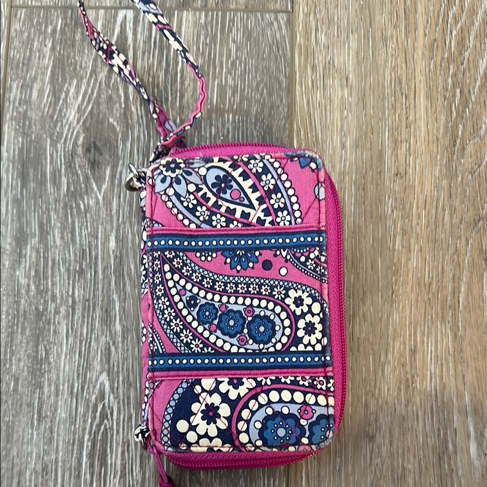 Paisley Wristlet Wallet in Pink and Blue